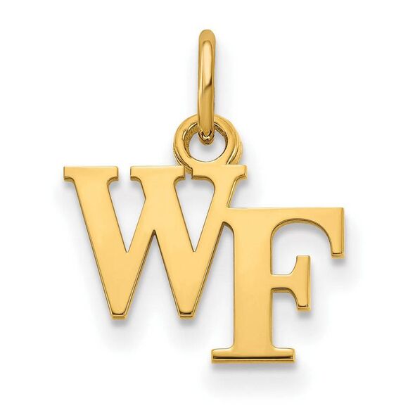 14k Yellow Gold Wake Forest U. XS (Tiny) 'WF' Charm or Pendant - Picture 1 of 3